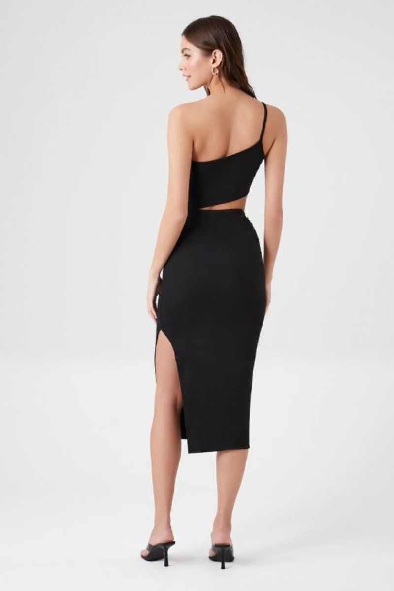 Vestido Forever 21 One Shoulder Cutout Midi Mujer Negras | tl9JdgiZaMC