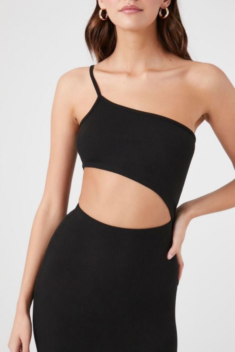 Vestido Forever 21 One Shoulder Cutout Midi Mujer Negras | tl9JdgiZaMC