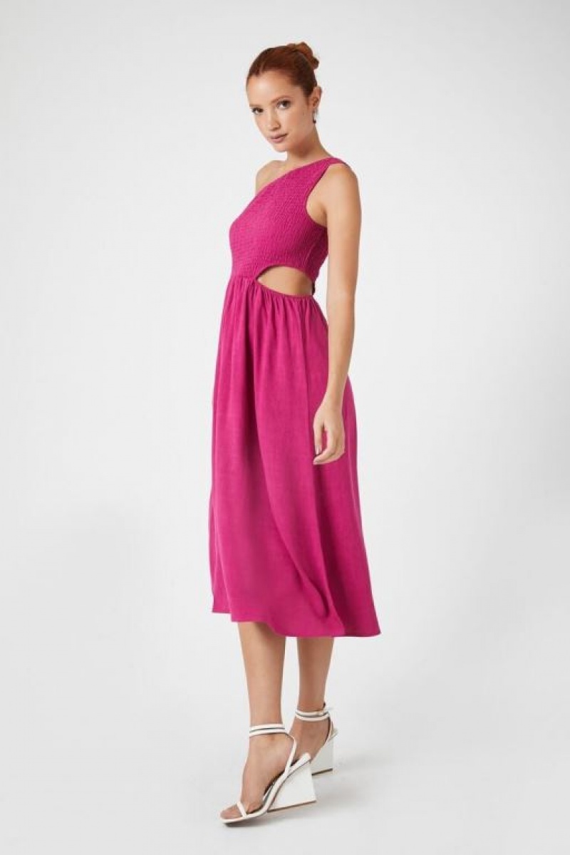 Vestido Forever 21 One Shoulder Cutout Midi Mujer Fucsia | k6PWNFeQOwa