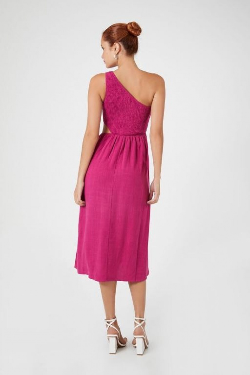 Vestido Forever 21 One Shoulder Cutout Midi Mujer Fucsia | k6PWNFeQOwa