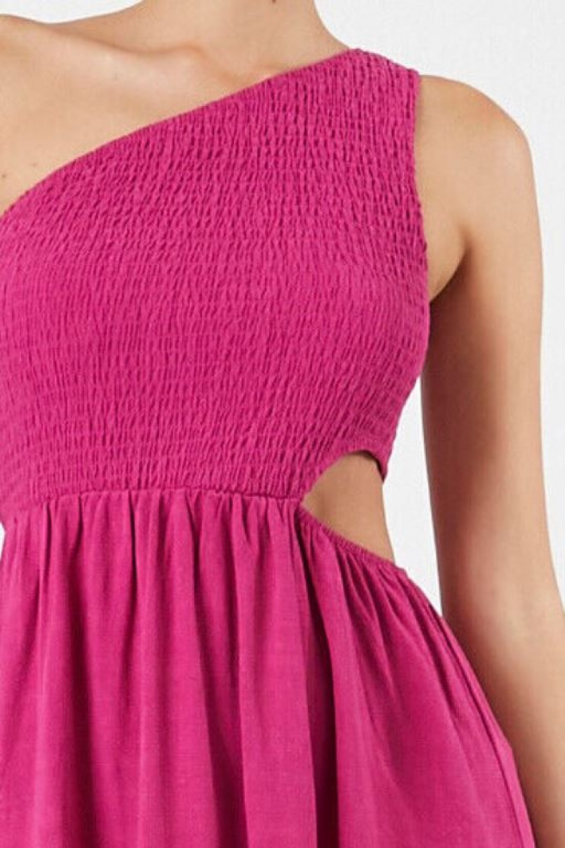 Vestido Forever 21 One Shoulder Cutout Midi Mujer Fucsia | k6PWNFeQOwa