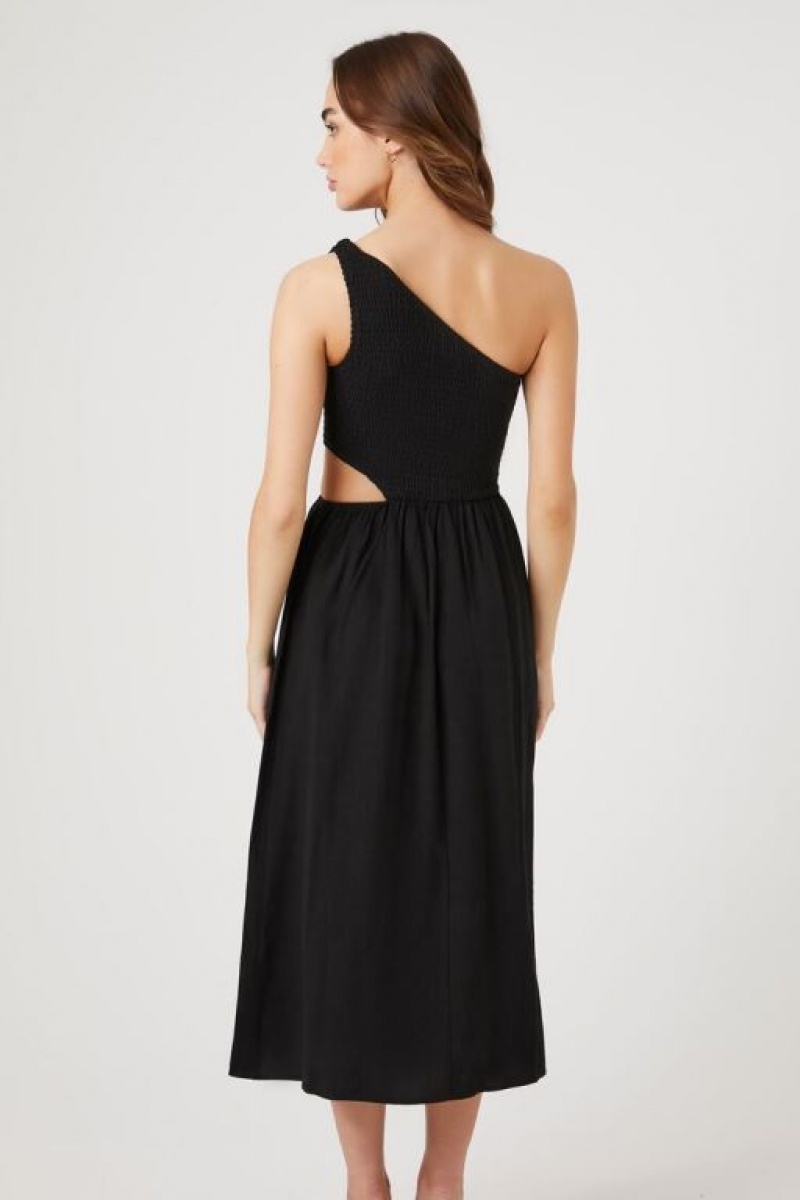 Vestido Forever 21 One Shoulder Cutout Midi Mujer Negras | ICA1RaTuxIe