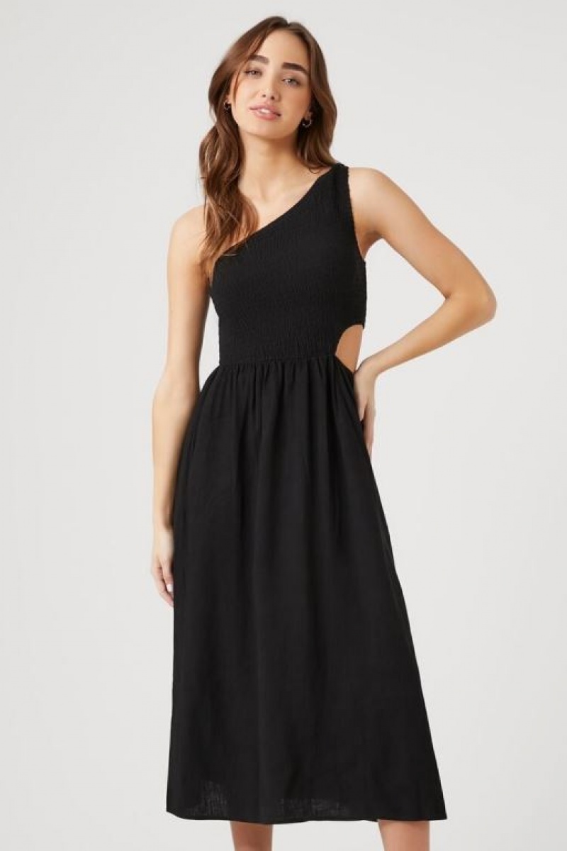 Vestido Forever 21 One Shoulder Cutout Midi Mujer Negras | ICA1RaTuxIe