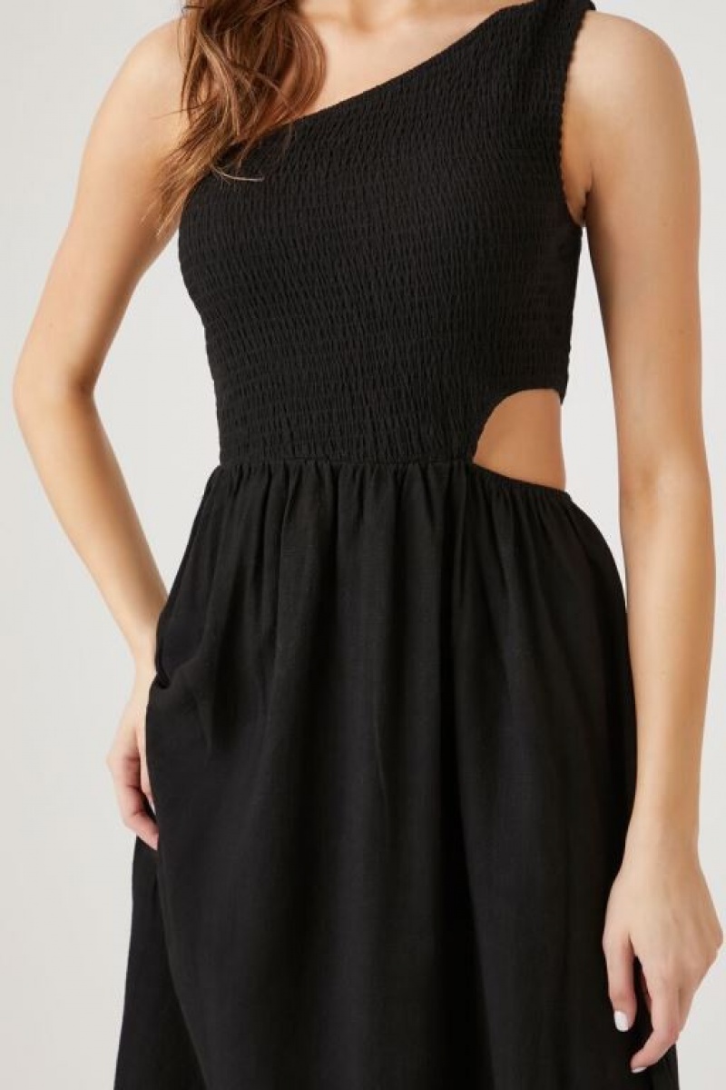 Vestido Forever 21 One Shoulder Cutout Midi Mujer Negras | ICA1RaTuxIe