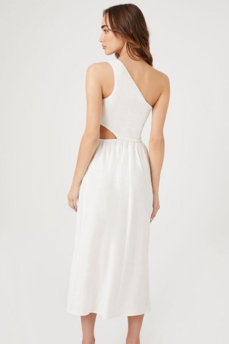 Vestido Forever 21 One Shoulder Cutout Midi Mujer Blancas | wOMk7PK7hbP