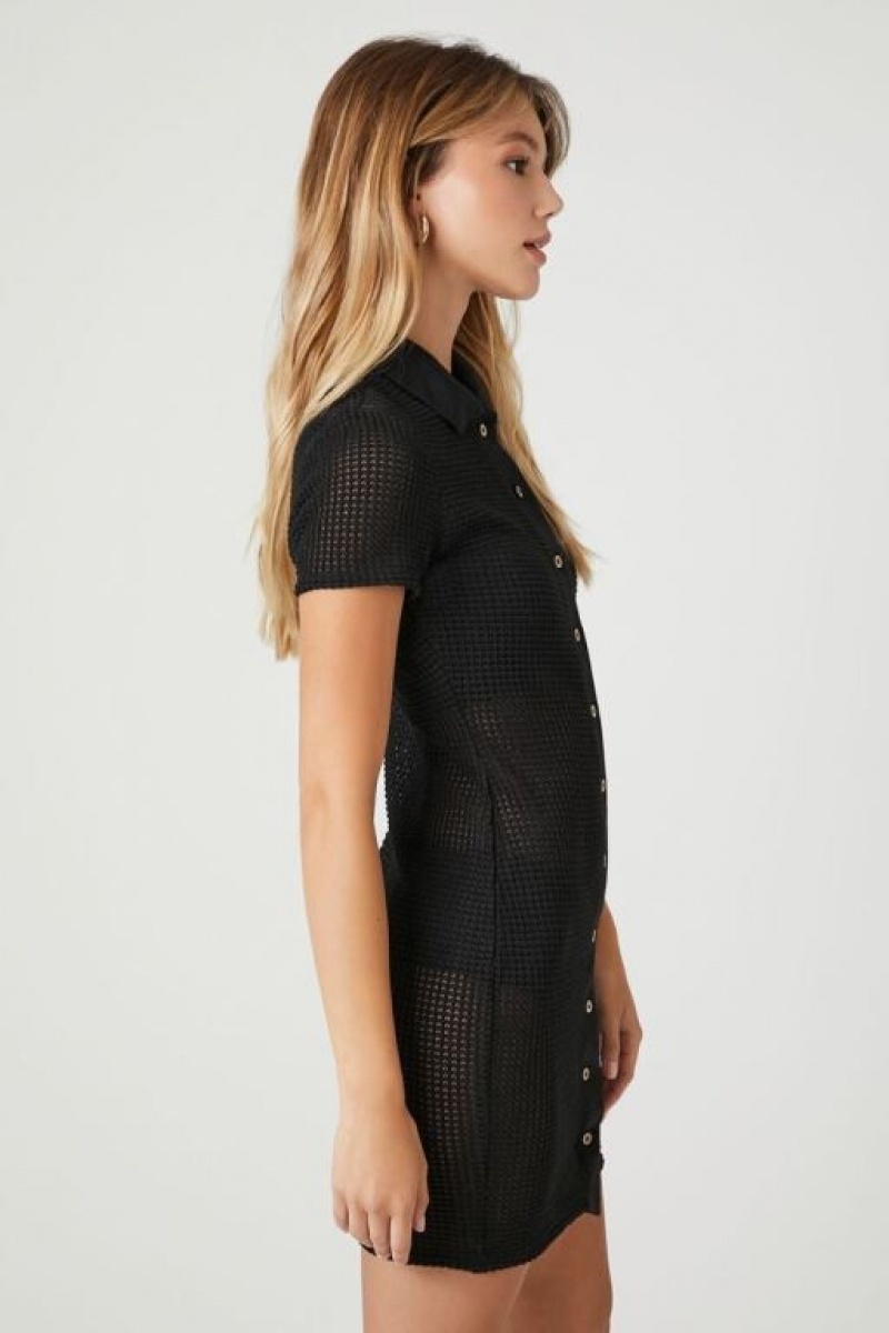 Vestido Forever 21 Open Knit Mini Mujer Negras | fBpqIJSEPR8