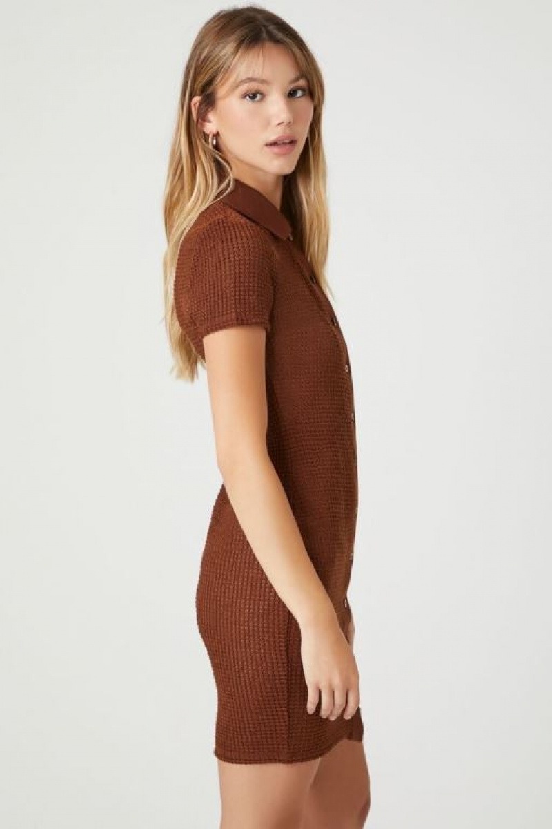 Vestido Forever 21 Open Knit Mini Mujer Marrones | eHAiEhzg748