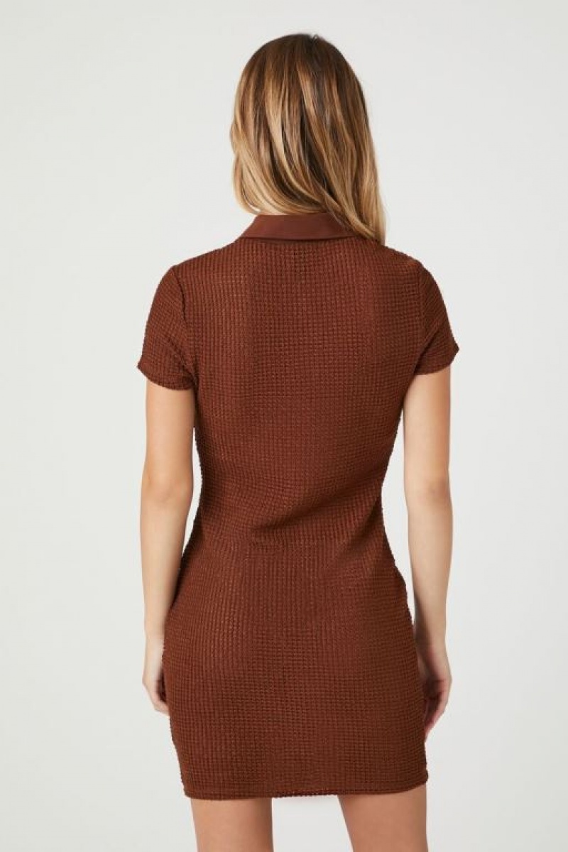 Vestido Forever 21 Open Knit Mini Mujer Marrones | eHAiEhzg748