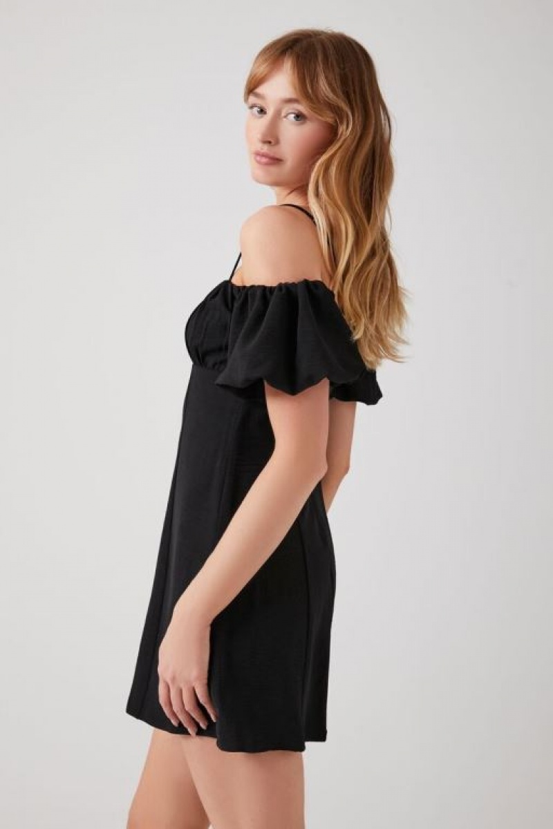 Vestido Forever 21 Open Shoulder Mini Mujer Negras | MvUV5BHSbt3