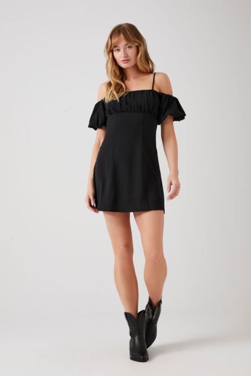 Vestido Forever 21 Open Shoulder Mini Mujer Negras | MvUV5BHSbt3