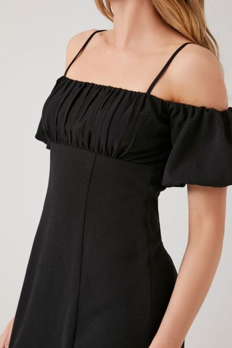 Vestido Forever 21 Open Shoulder Mini Mujer Negras | MvUV5BHSbt3