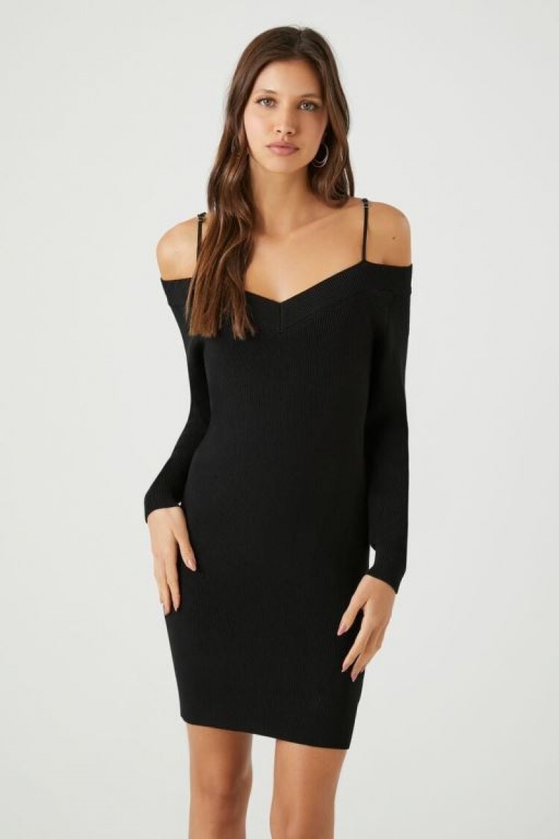 Vestido Forever 21 Open Shoulder Mini Mujer Negras | 5Aq7IYsKUgU