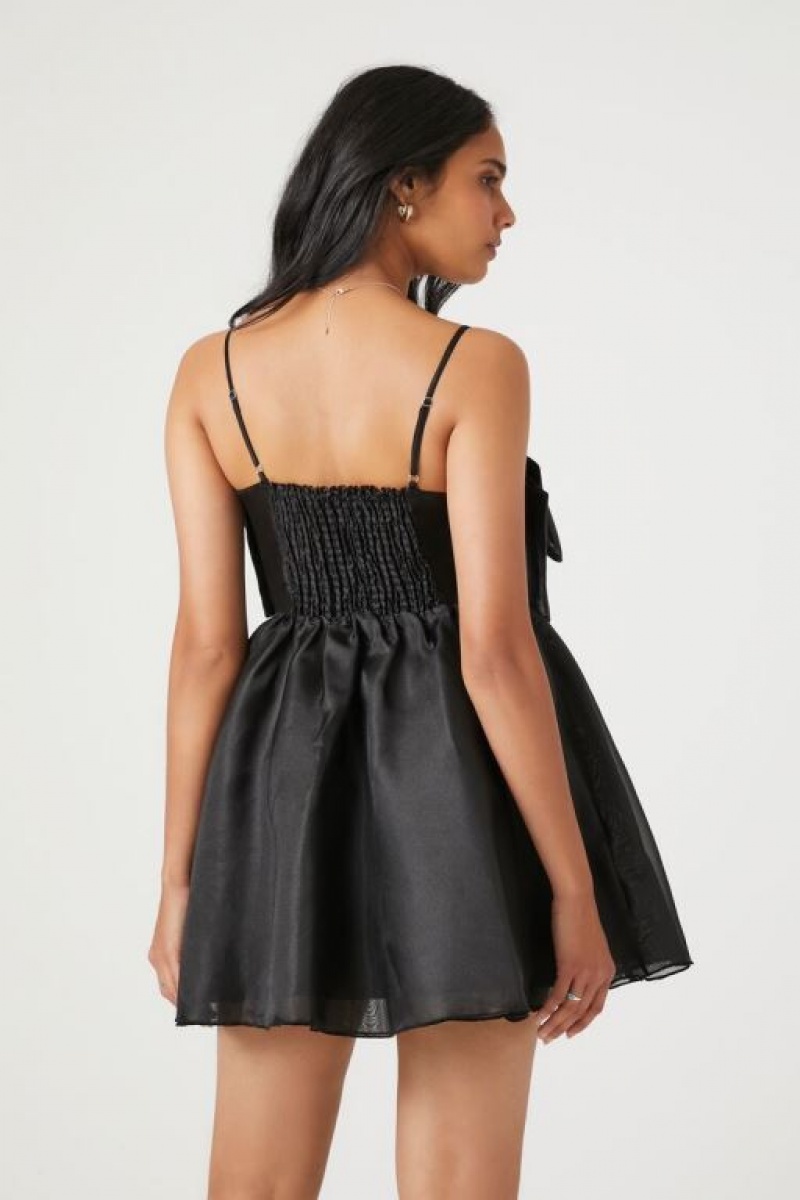 Vestido Forever 21 Organza Bow Mini Mujer Negras | e9XJ71FI7PG