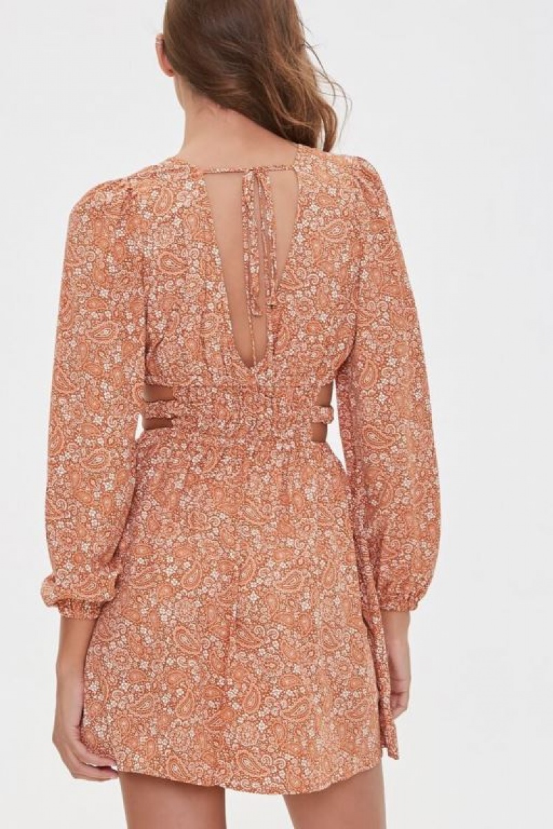 Vestido Forever 21 Paisley Print Mini Mujer Creme | yUD3V9eFvvU