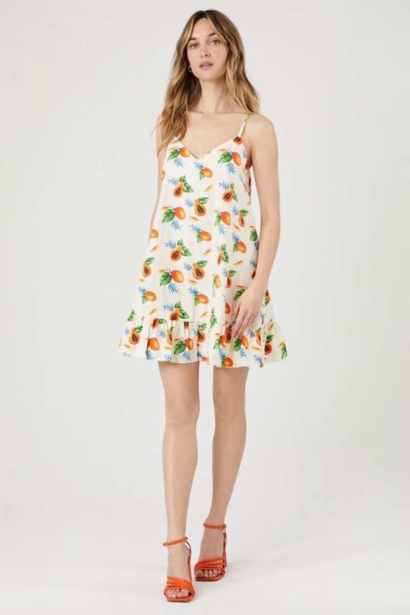 Vestido Forever 21 Papaya Print Shift Mini Mujer Blancas Multicolor | ueB7u6H4Wem