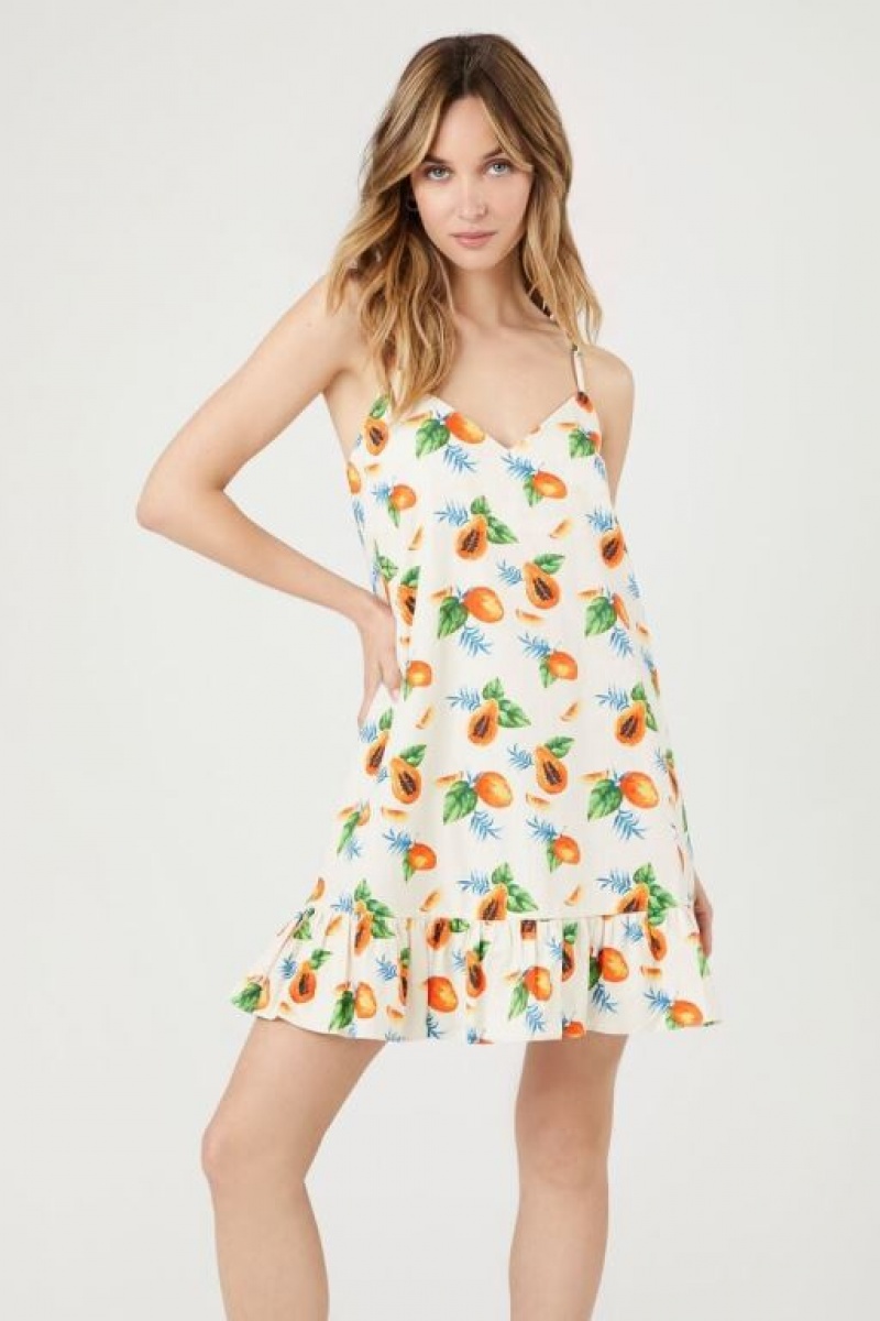 Vestido Forever 21 Papaya Print Shift Mini Mujer Blancas Multicolor | ueB7u6H4Wem