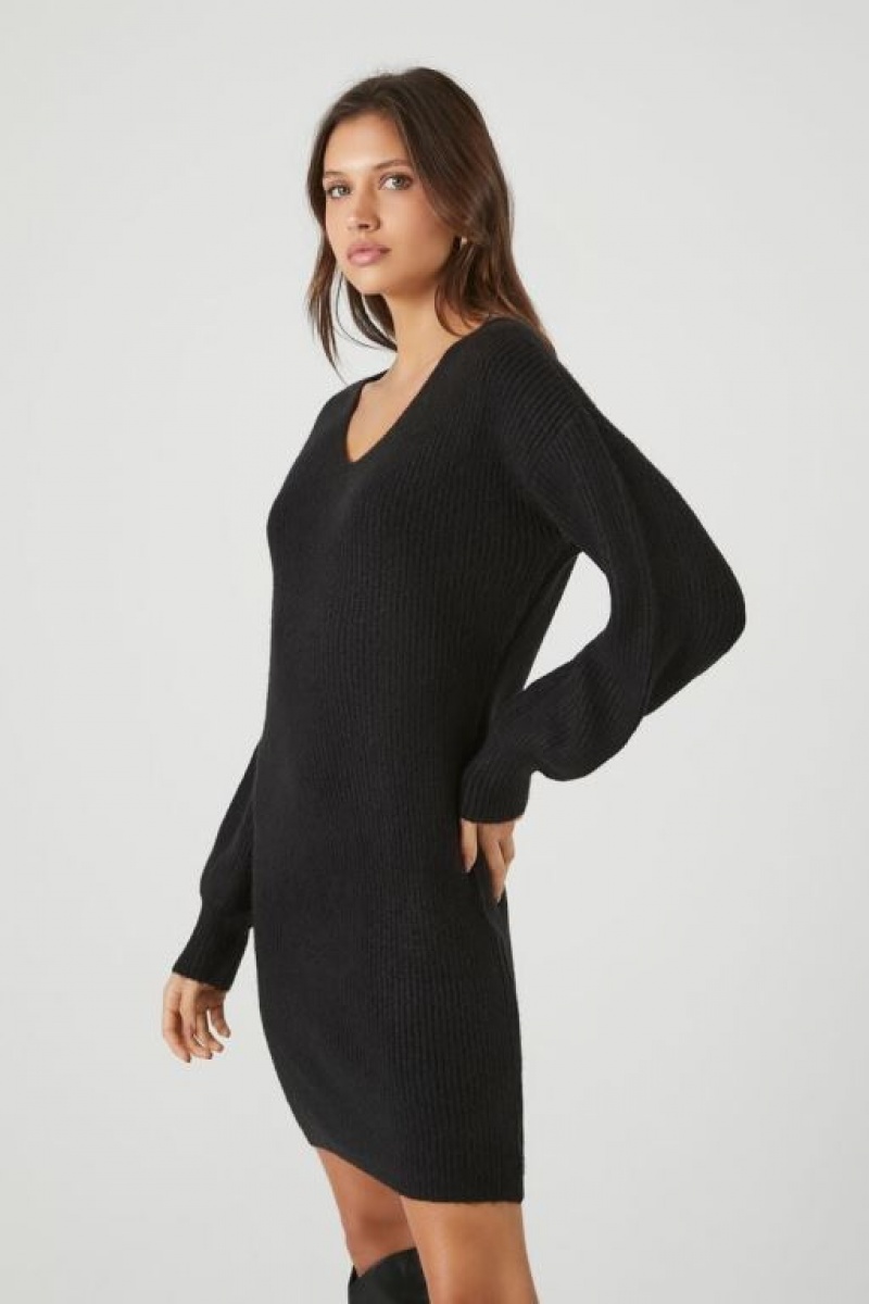 Vestido Forever 21 Peasant Sleeve Mini Mujer Negras | 9JOcmy6nX60