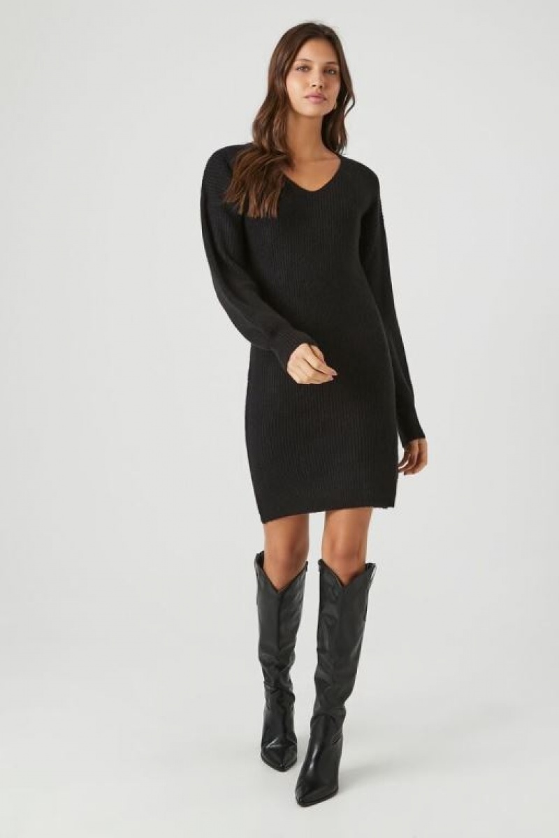 Vestido Forever 21 Peasant Sleeve Mini Mujer Negras | 9JOcmy6nX60