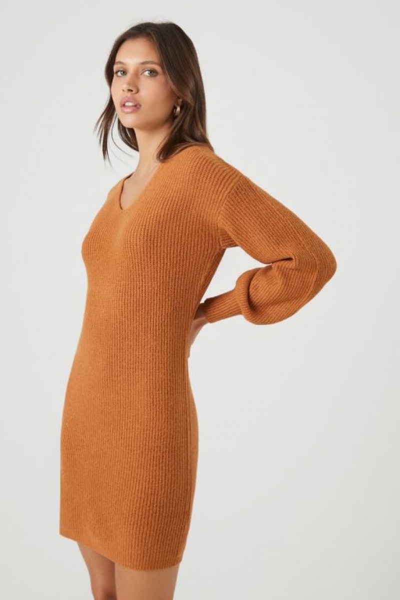 Vestido Forever 21 Peasant Sleeve Mini Mujer Marrones | Etn57bxODkB