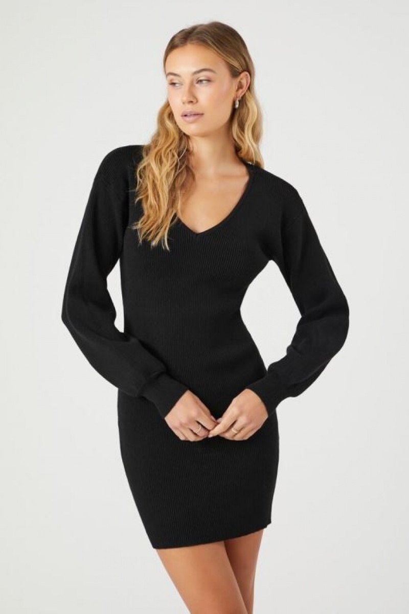 Vestido Forever 21 Peasant Sleeve Mujer Negras | j4bqYjHnvkm