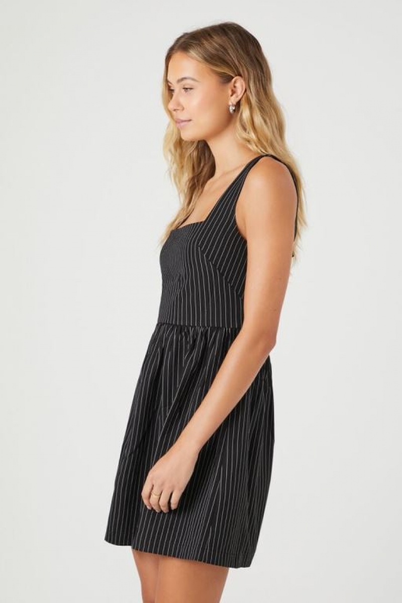 Vestido Forever 21 Pinstriped Fit Amp Flare Mujer Negras Blancas | 6R3NbL7lzXJ