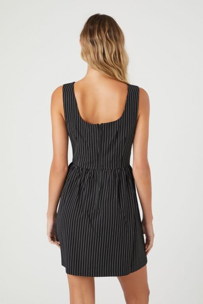 Vestido Forever 21 Pinstriped Fit Amp Flare Mujer Negras Blancas | 6R3NbL7lzXJ