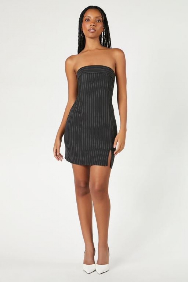 Vestido Forever 21 Pinstriped Mini Mujer Negras Multicolor | E5rOOZLPyN8