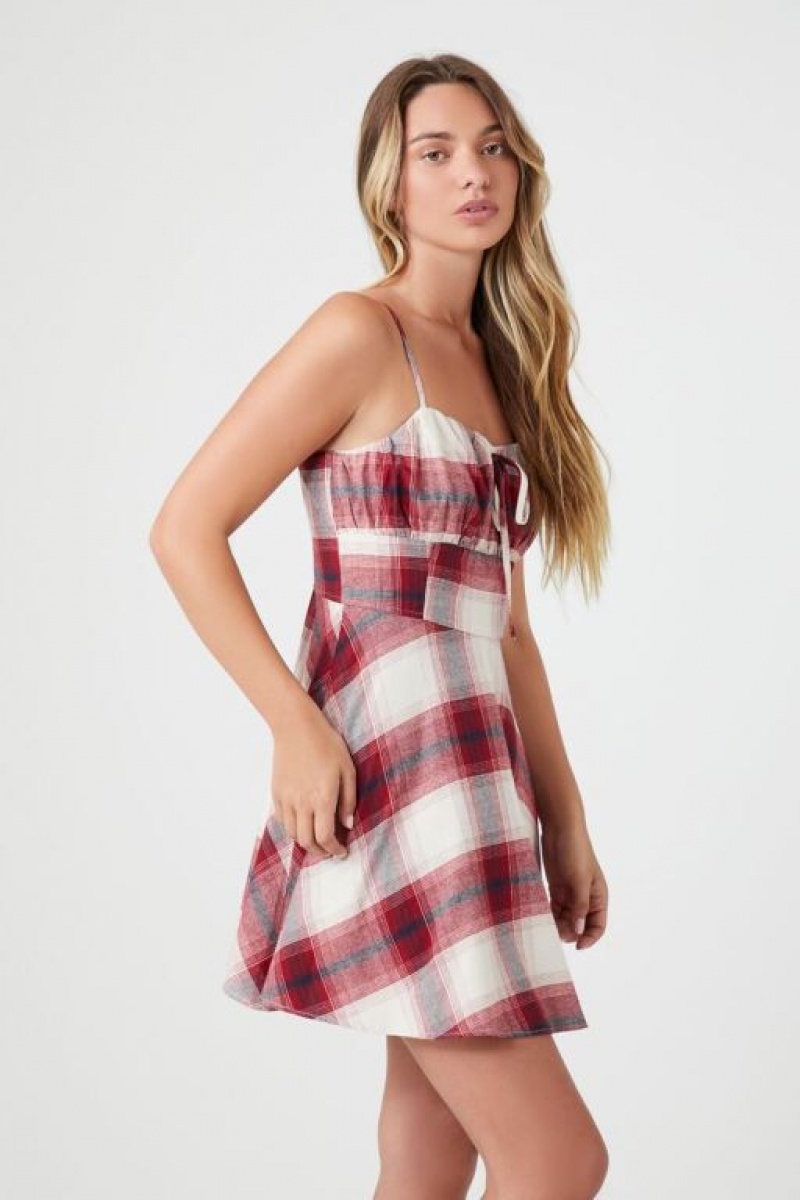 Vestido Forever 21 Plaid Mini Cami Mujer Rosas Blancas | cyaOPsa5Ely