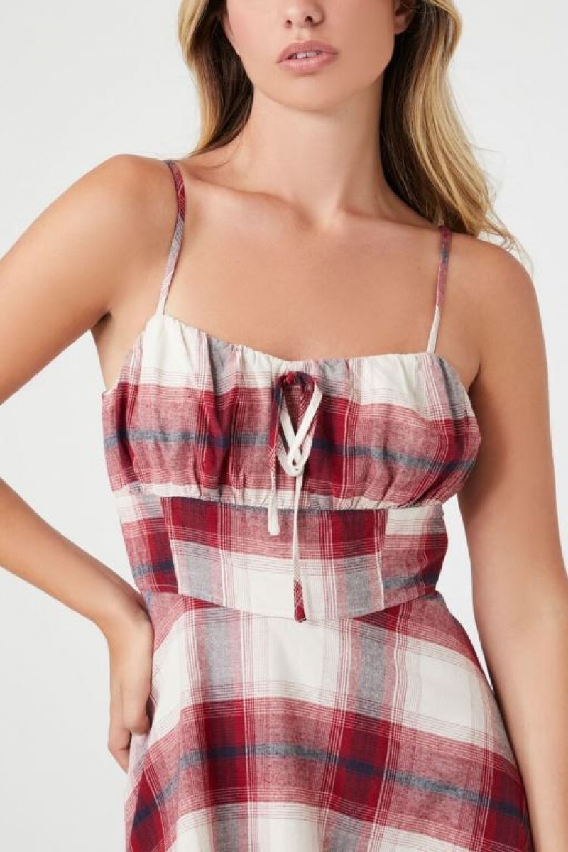 Vestido Forever 21 Plaid Mini Cami Mujer Rosas Blancas | cyaOPsa5Ely