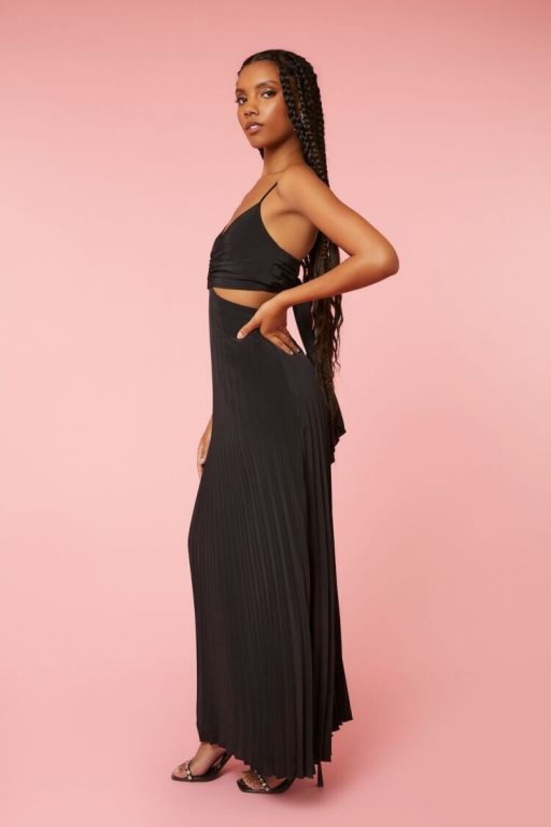 Vestido Forever 21 Plisado Cutout Maxi Mujer Negras | eNbwDiZniSO