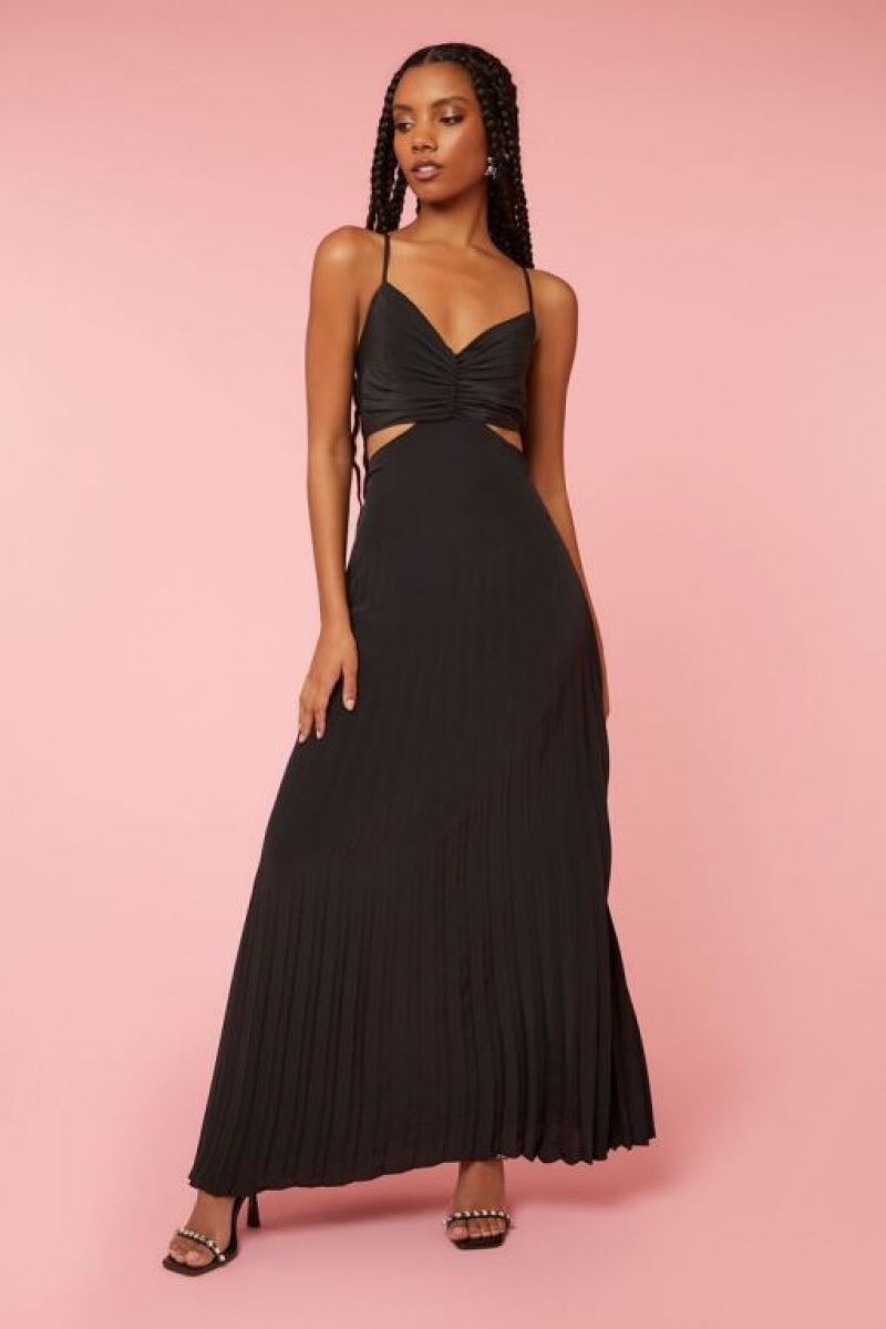 Vestido Forever 21 Plisado Cutout Maxi Mujer Negras | eNbwDiZniSO