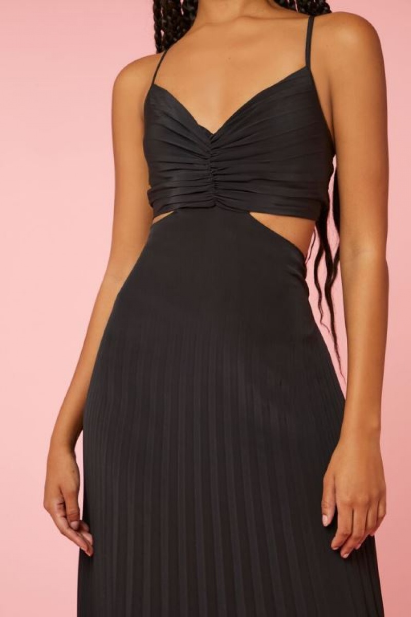 Vestido Forever 21 Plisado Cutout Maxi Mujer Negras | eNbwDiZniSO