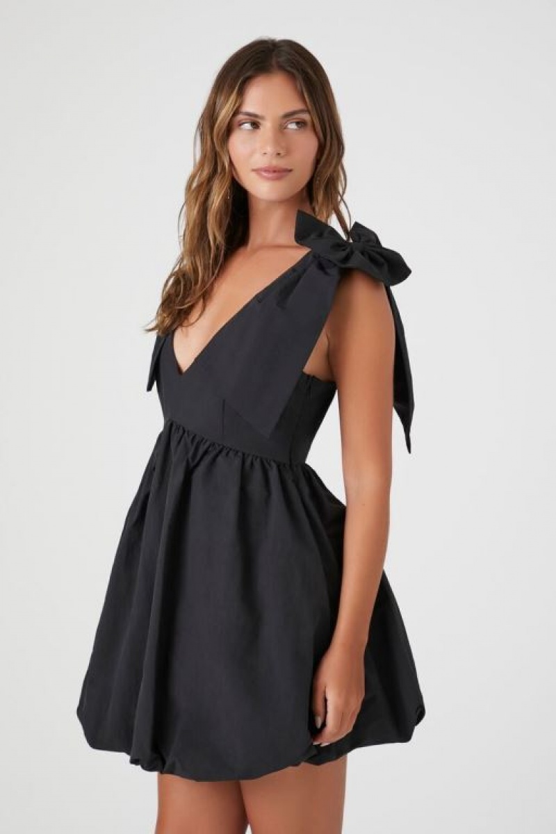 Vestido Forever 21 Plunging Bow Babydoll Mujer Negras | wShdZBOJd7h