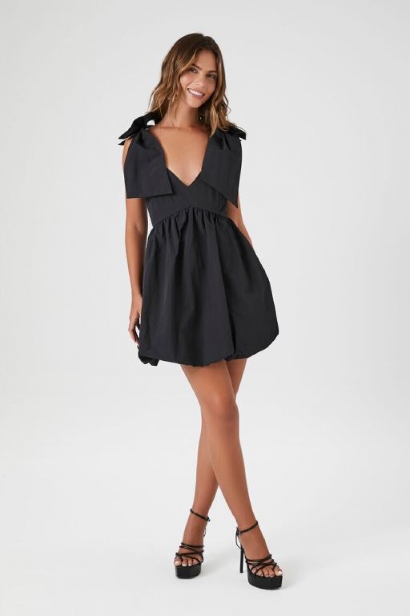 Vestido Forever 21 Plunging Bow Babydoll Mujer Negras | wShdZBOJd7h