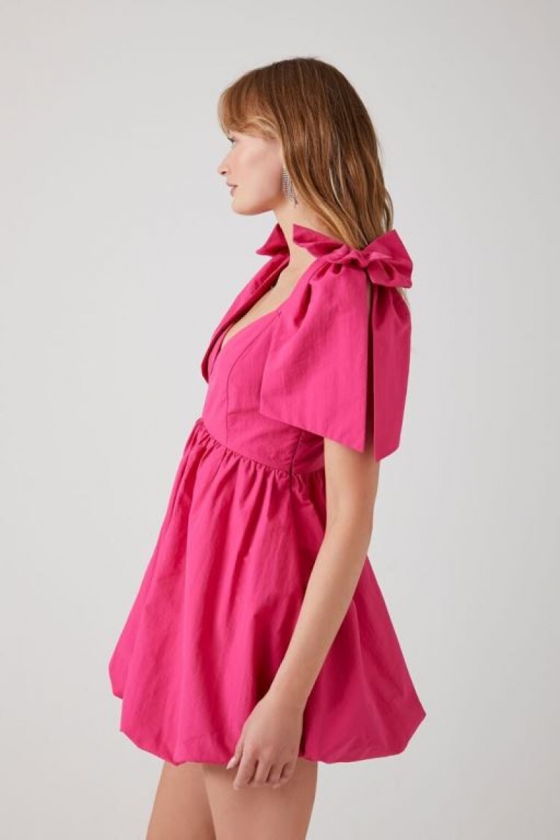 Vestido Forever 21 Plunging Bow Babydoll Mujer Hibiscus | 8OT81xiueZV