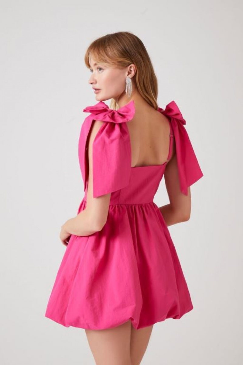 Vestido Forever 21 Plunging Bow Babydoll Mujer Hibiscus | 8OT81xiueZV