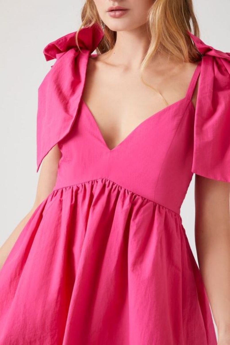 Vestido Forever 21 Plunging Bow Babydoll Mujer Hibiscus | 8OT81xiueZV