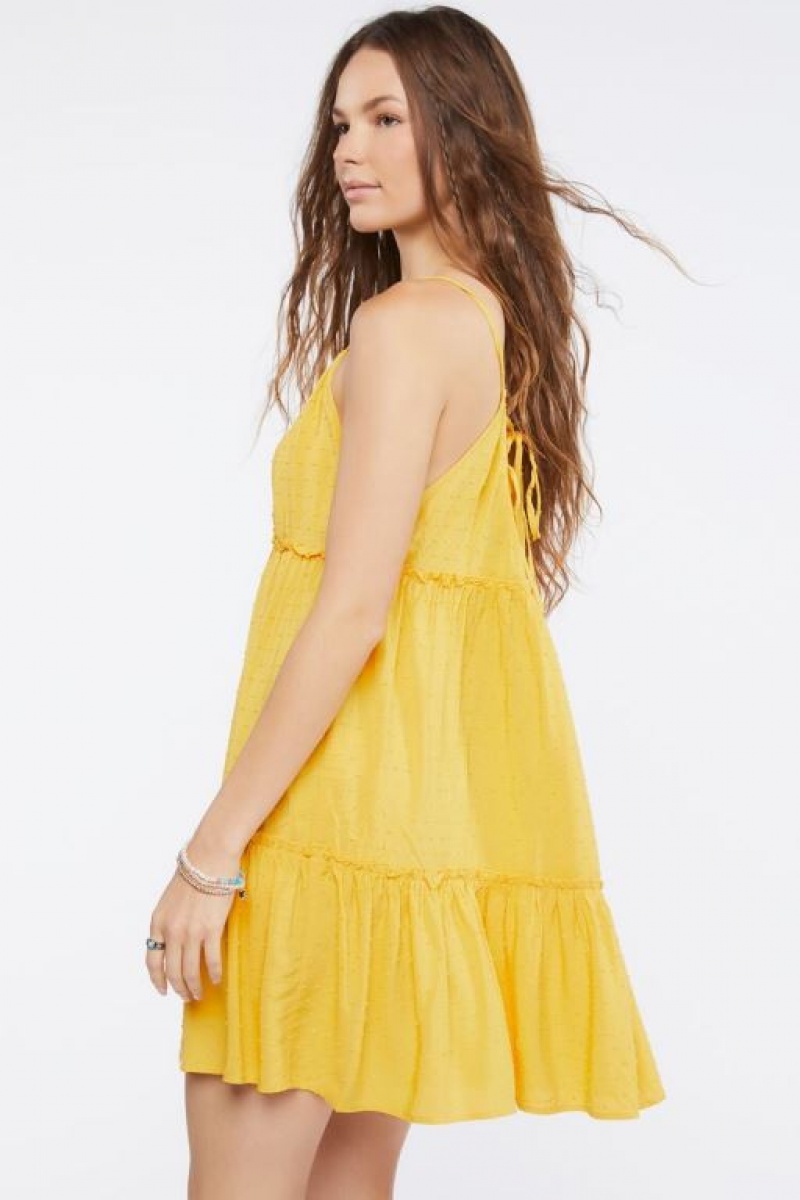 Vestido Forever 21 Plunging Cami Mini Mujer Amarillo Doradas | VmDCLUipXFk