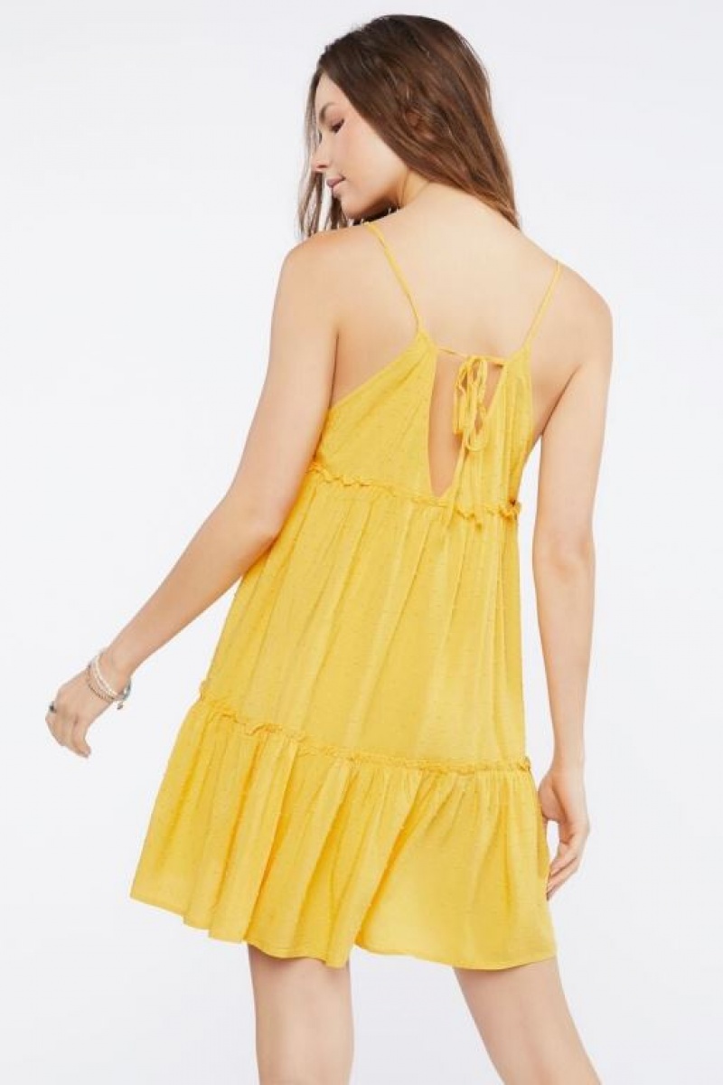 Vestido Forever 21 Plunging Cami Mini Mujer Amarillo Doradas | VmDCLUipXFk