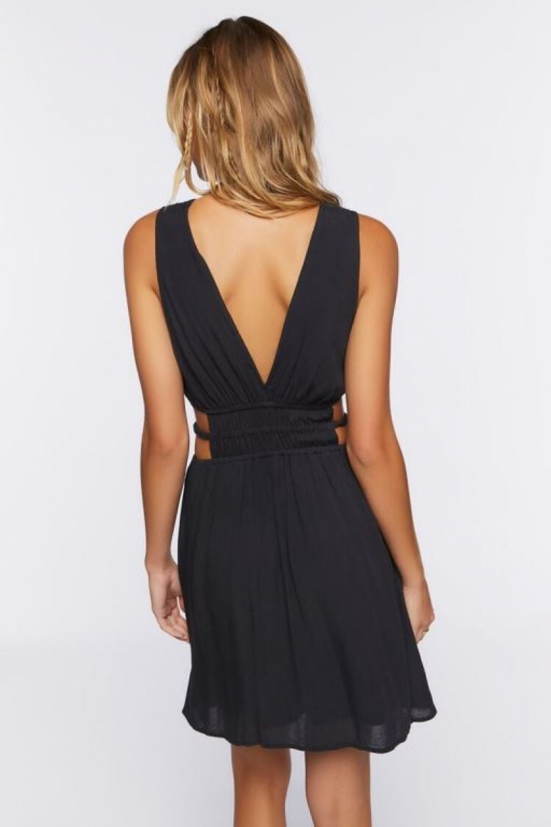 Vestido Forever 21 Plunging Cutout Mini Mujer Negras | 049qqdjFatW