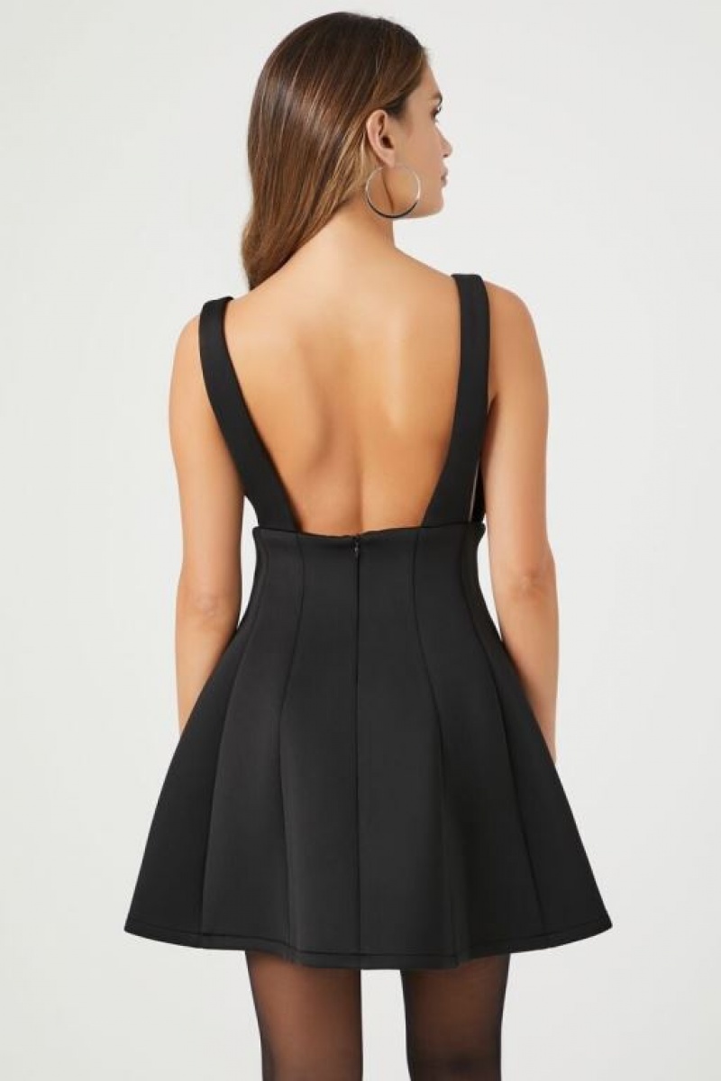 Vestido Forever 21 Plunging Flare Mini Mujer Negras | ML1g8tNm2V1