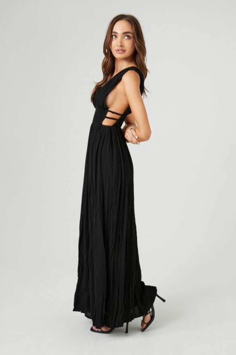 Vestido Forever 21 Plunging Maxi Mujer Negras | V6BXrKOqSbO