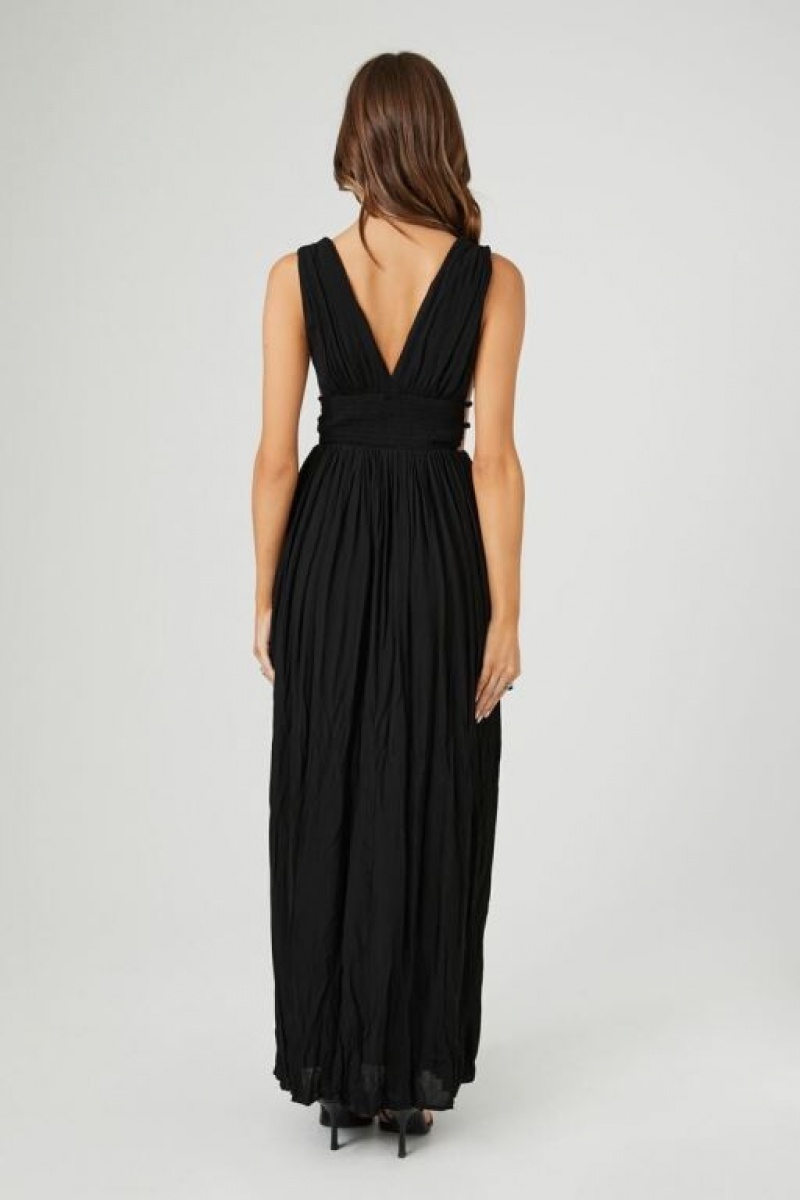 Vestido Forever 21 Plunging Maxi Mujer Negras | V6BXrKOqSbO