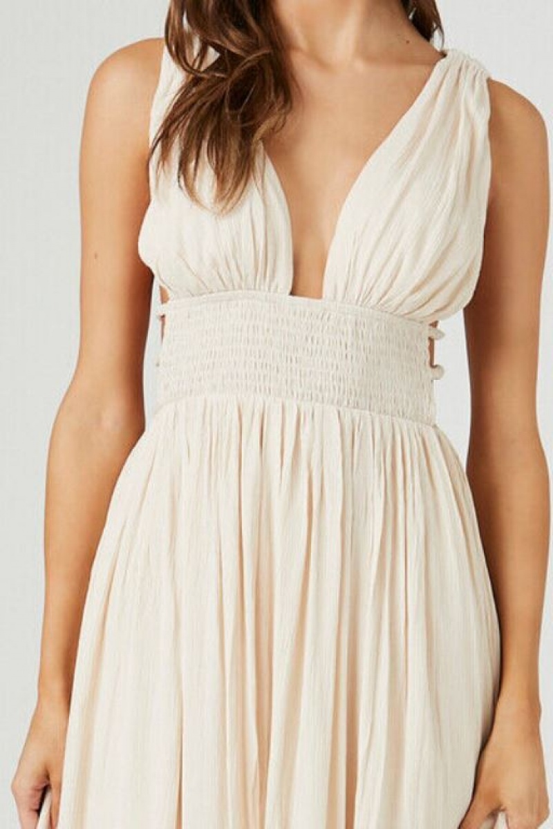 Vestido Forever 21 Plunging Maxi Mujer Sandshell | 5wJP1NuIybx