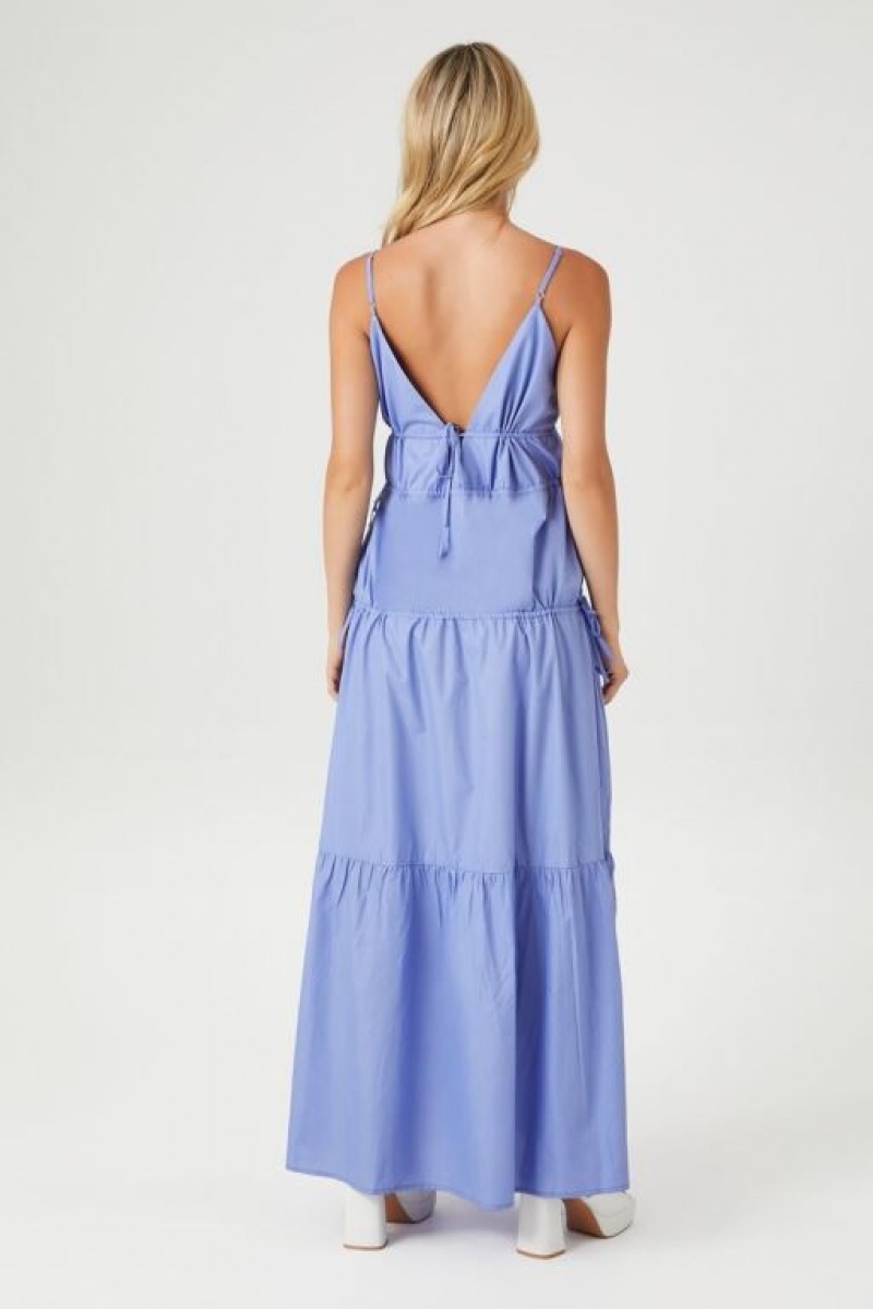 Vestido Forever 21 Plunging Poplin Maxi Mujer Azules Claro | TGZkQVWw6Pl