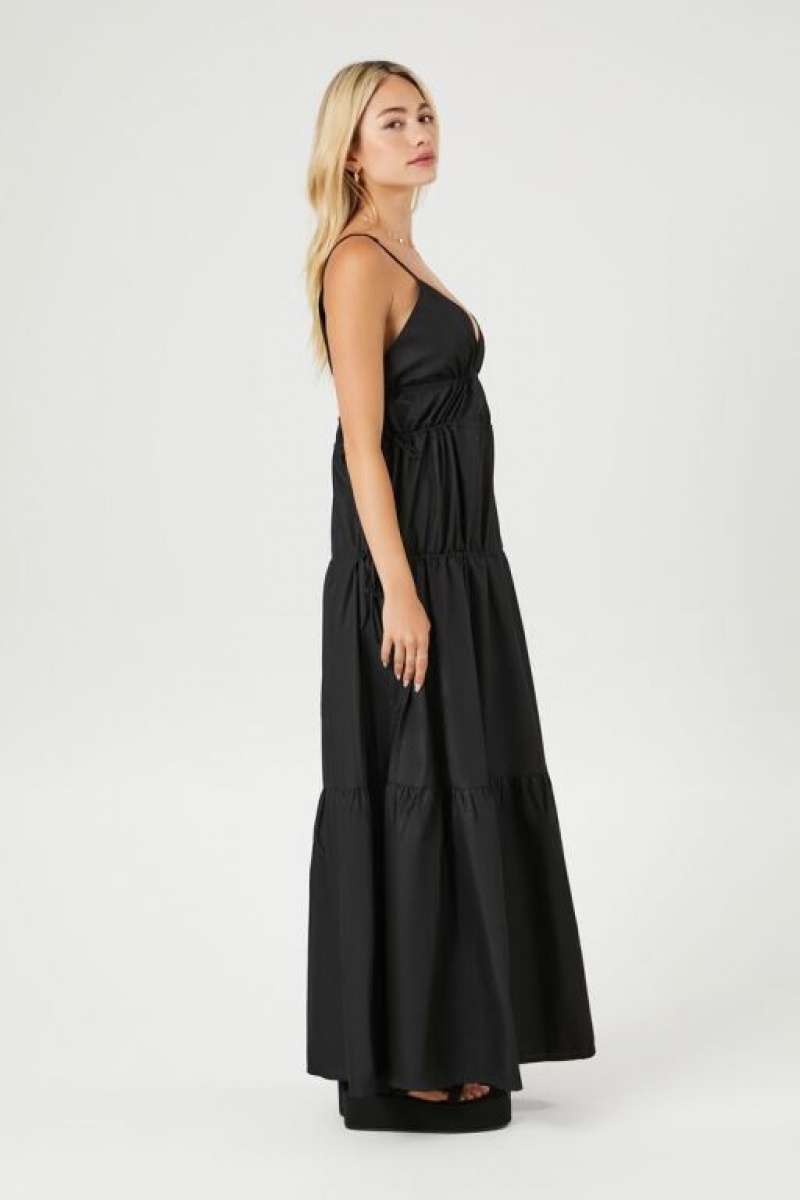 Vestido Forever 21 Plunging Poplin Maxi Mujer Negras | 2sQD2tQHC8P