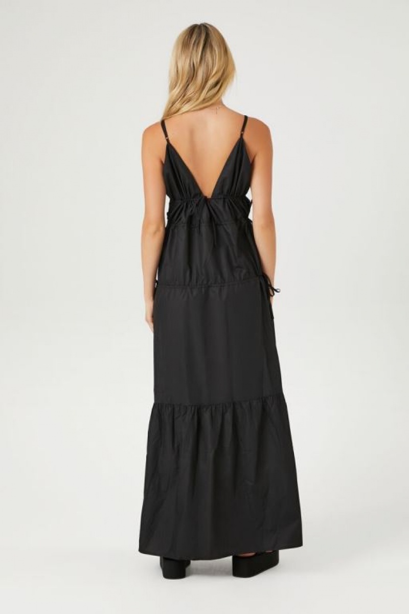 Vestido Forever 21 Plunging Poplin Maxi Mujer Negras | 2sQD2tQHC8P