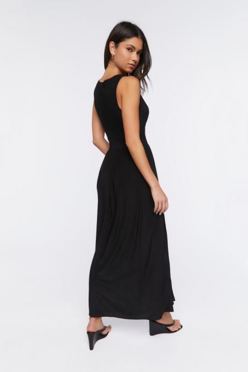 Vestido Forever 21 Plunging Slit Maxi Mujer Negras | g5D1fPzOK8r