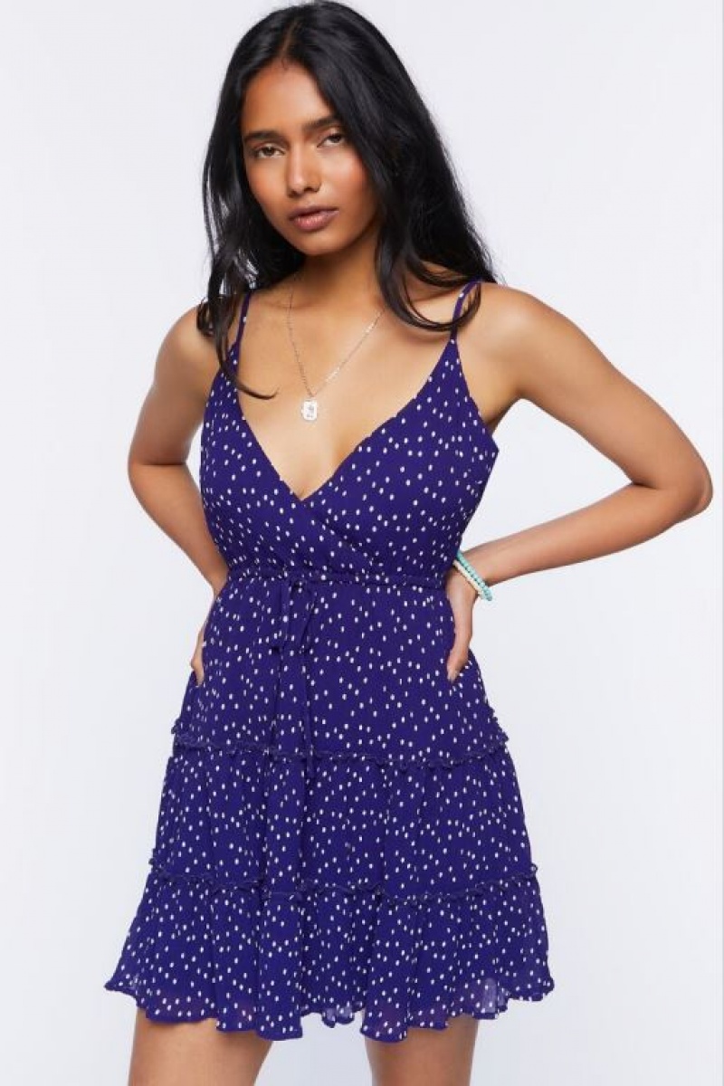 Vestido Forever 21 Polka Dot Mini Cami Mujer Azul Marino Creme | 0sRZCTv32bX