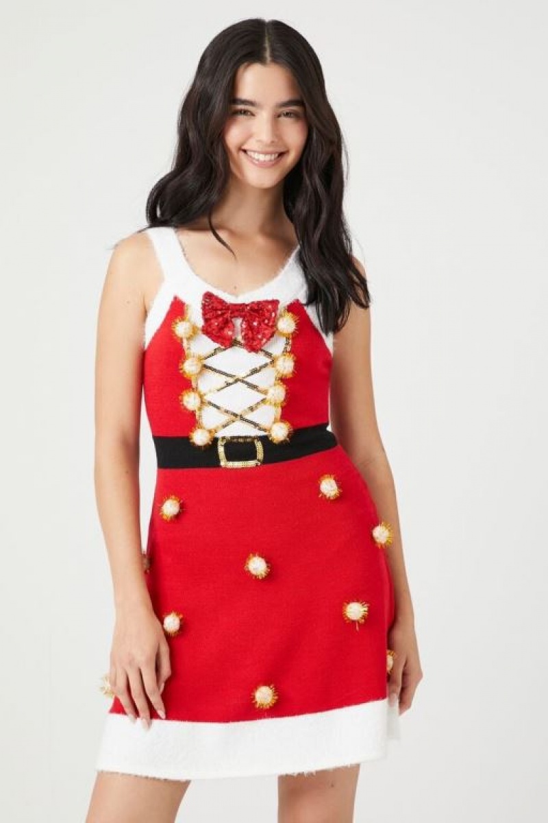 Vestido Forever 21 Pom Pom Amp Sequin Santa Mini Mujer Rojas Multicolor | 0atxsbTMJGO